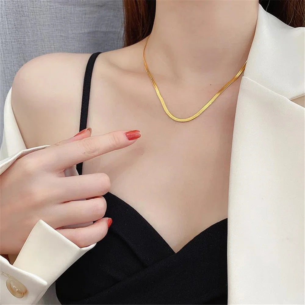 Collier maille serpent — doré ou argenté — acier inoxydable