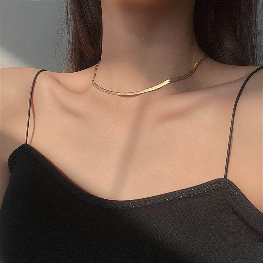 Collier maille serpent — doré ou argenté — acier inoxydable