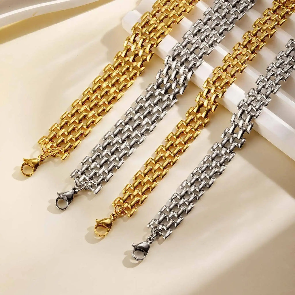 Bracelet à mailles — doré ou argenté — acier inoxydable