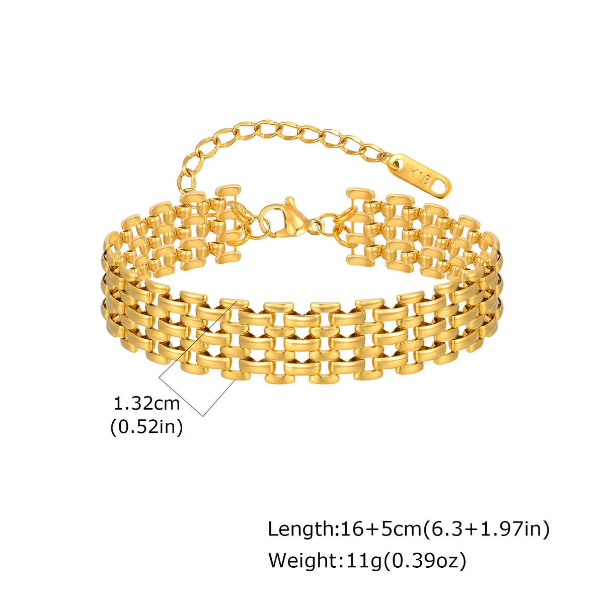 Bracelet à mailles — doré ou argenté — acier inoxydable