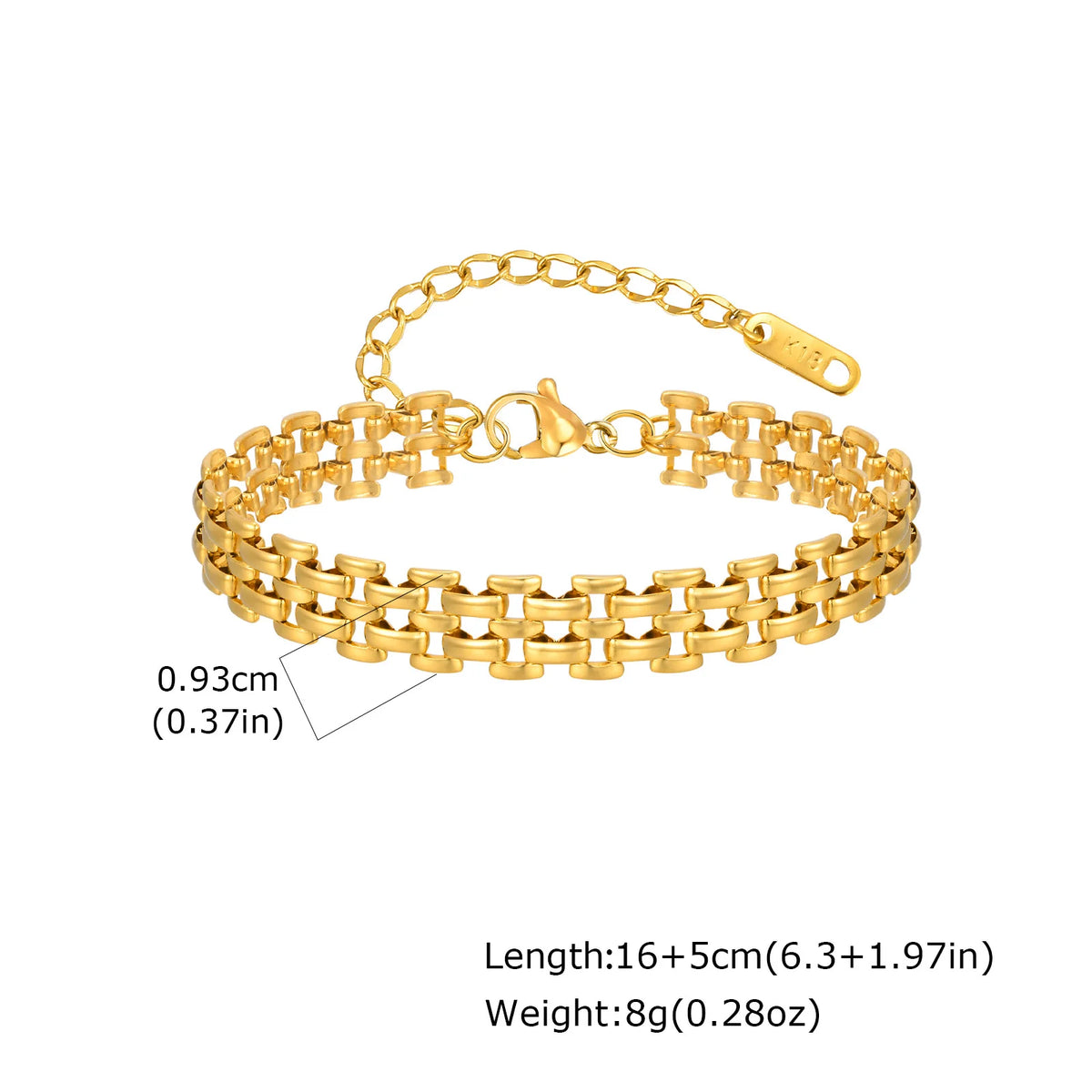 Bracelet à mailles — doré ou argenté — acier inoxydable