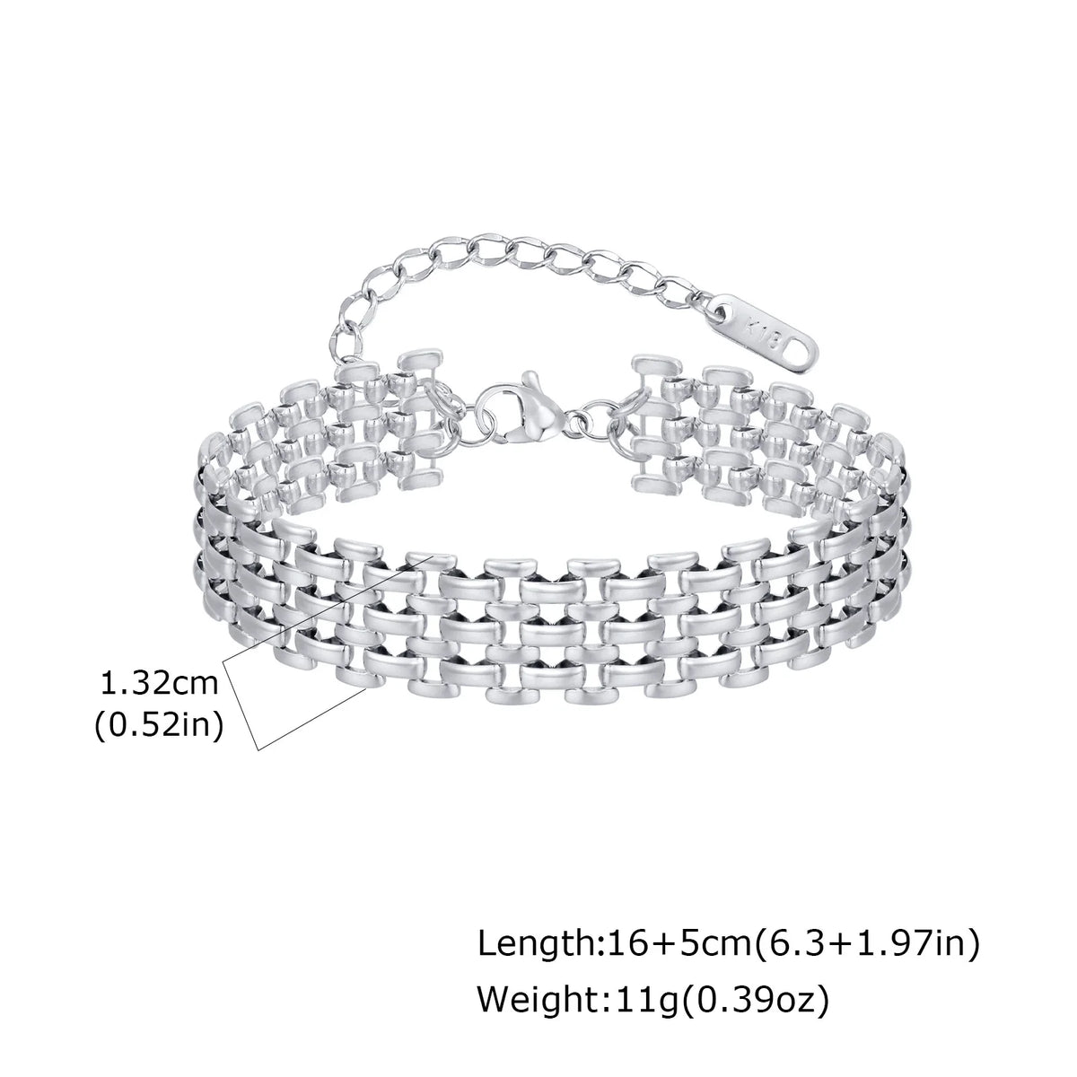 Bracelet à mailles — doré ou argenté — acier inoxydable