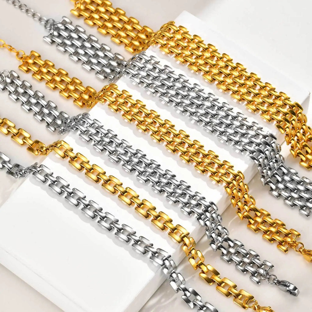 Bracelet à mailles — doré ou argenté — acier inoxydable