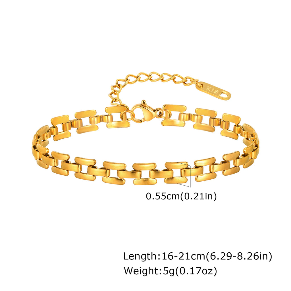 Bracelet à mailles — doré ou argenté — acier inoxydable